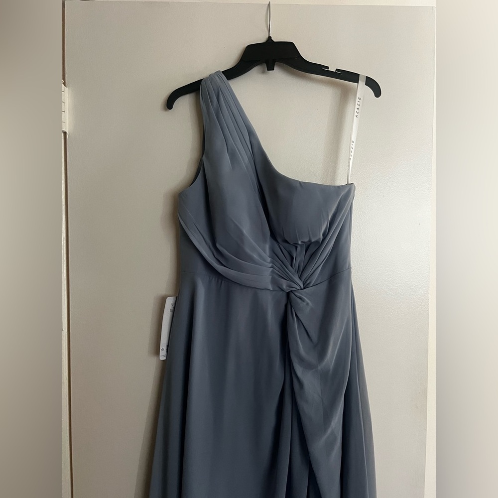 Azazie One Shoulder Blue Dress - Picture 5 of 10